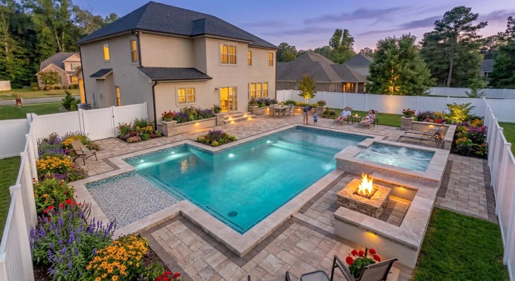 The Patel Oasis — multi-depth family pool