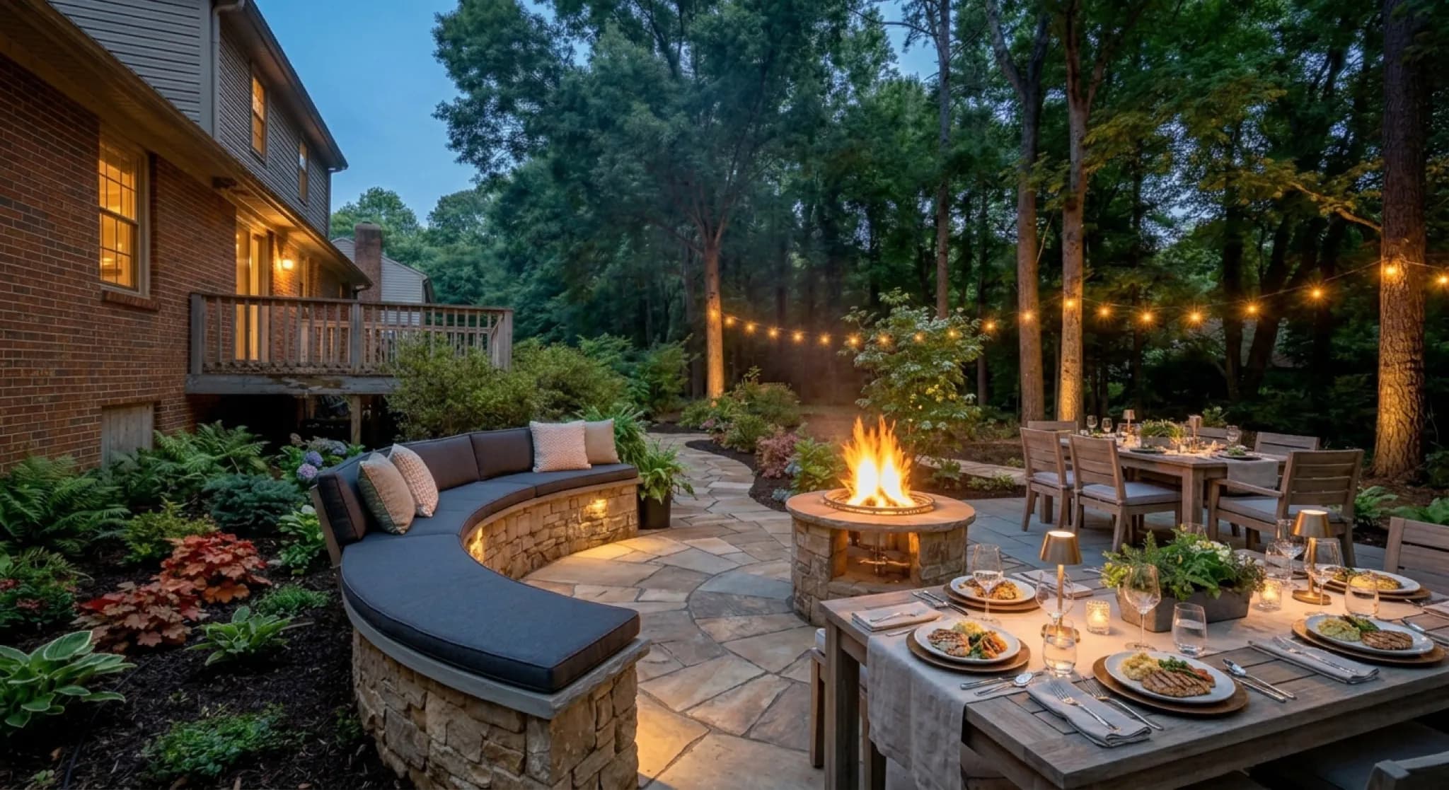 The Sycamore Terrace — patio with fire pit