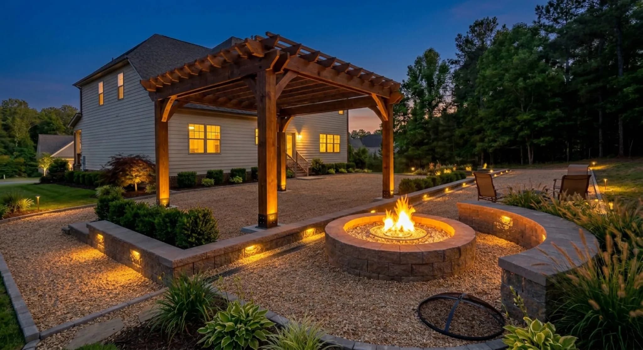 The Willowbrook Fire Pit — curved stone fire pit