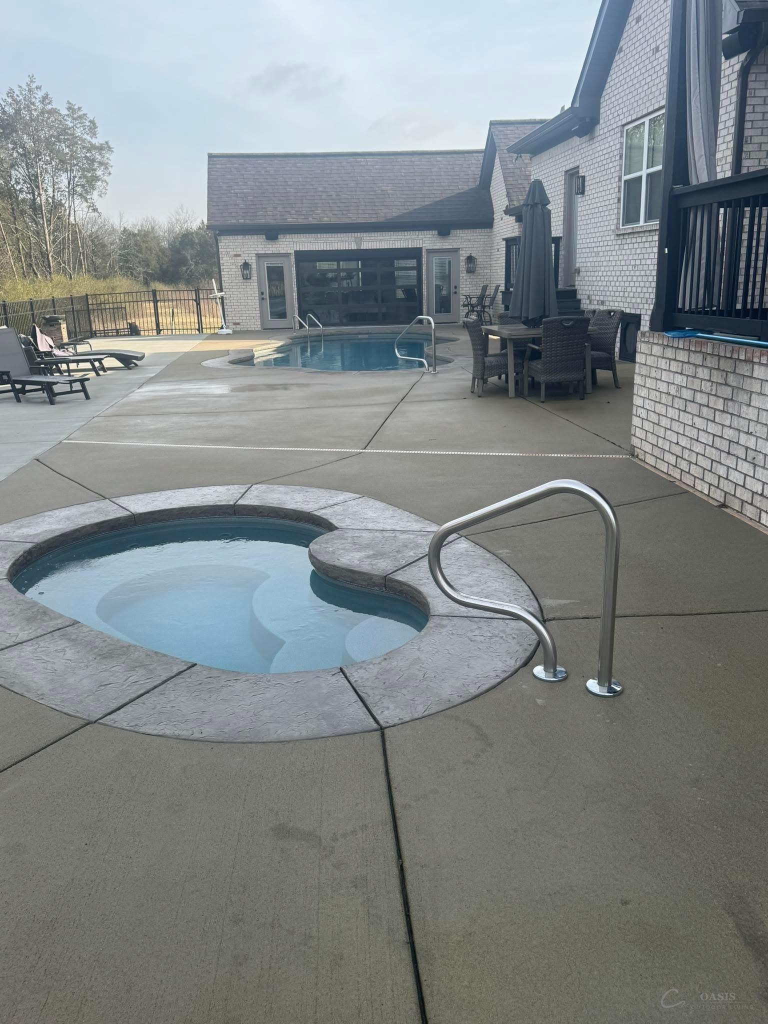 Oasis pool project at sunset