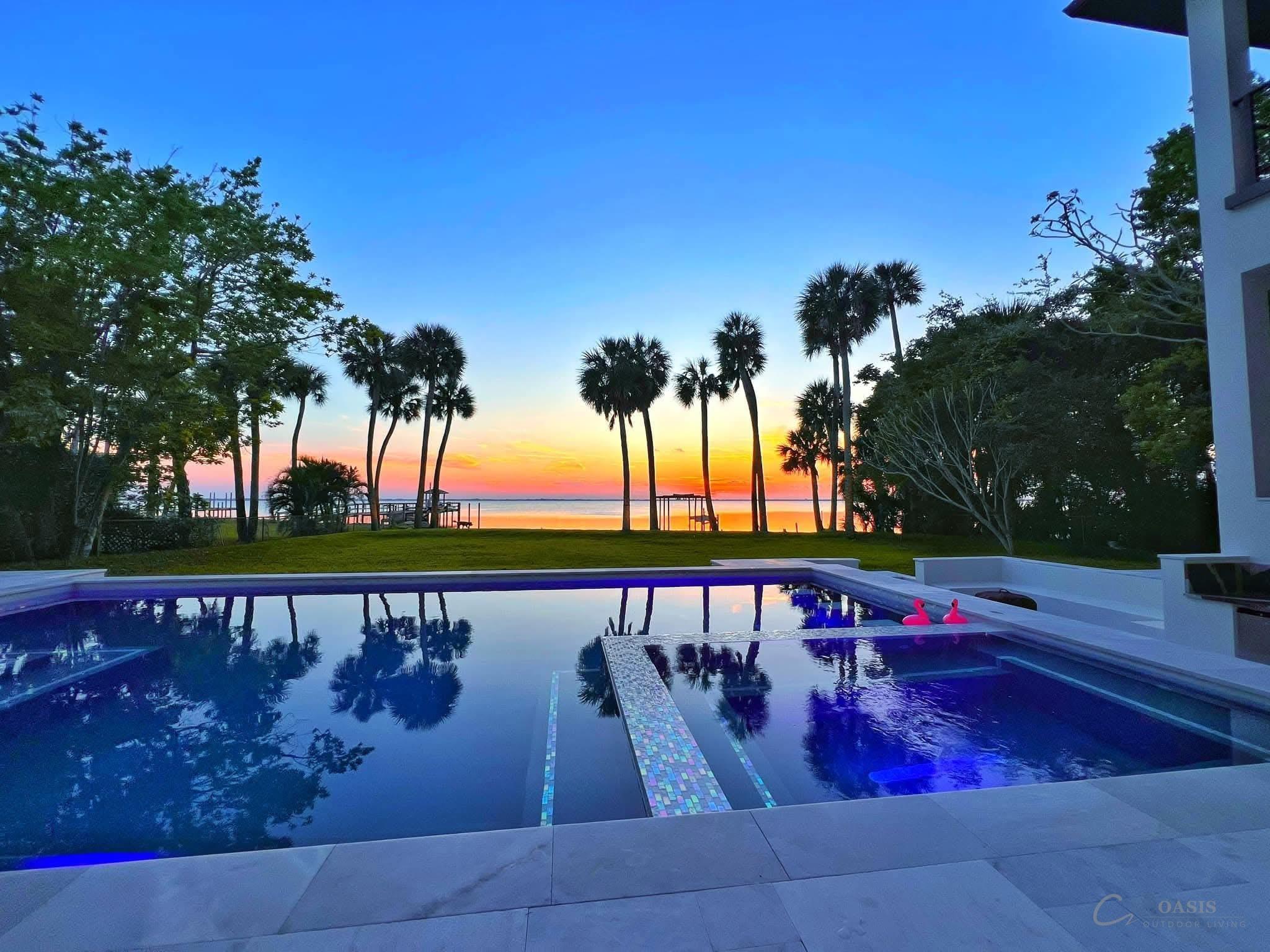 Infinity pool at sunset