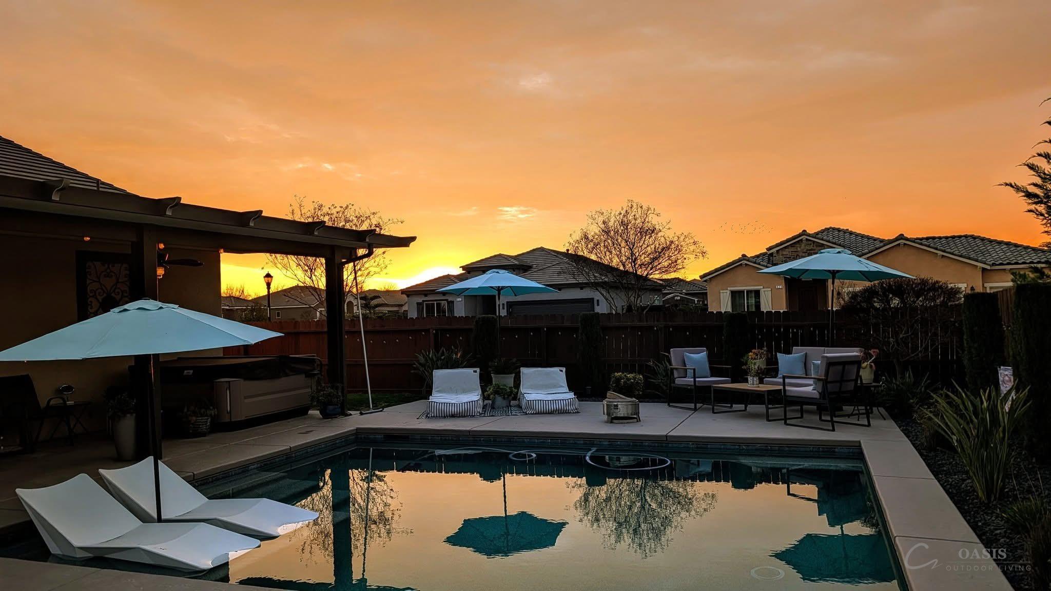 Beautiful pool at sunset